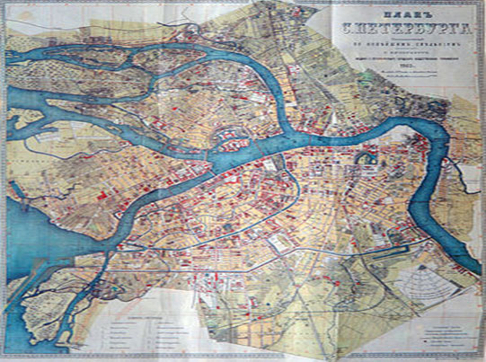 نقشه شهر سنت پترزبورگ که به دستور پتر کبیر ساخته شده است